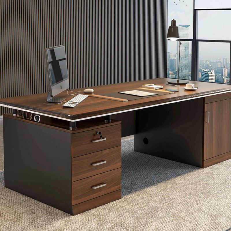 BrandName 71"L x 28"W Auburn Computer Desk with Closet Storage, Rectangular Office Workstation with Filing Drawers, 30"H