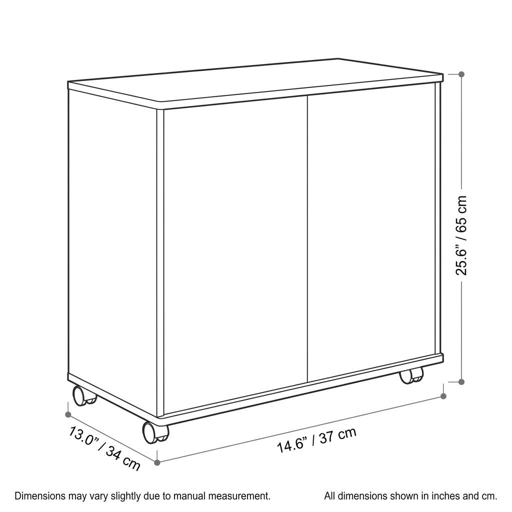 BrandName 31"W Pearl White Locking Rolling Storage Cabinet, 2-Door Office Mobile Credenza Organizer