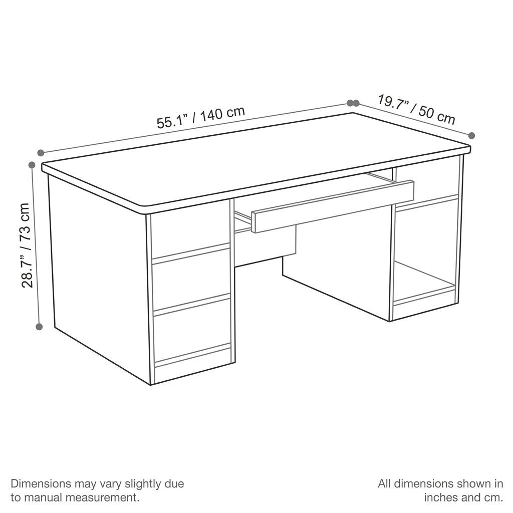 BrandName 55" Computer Desk with 5 Drawers and Cabinet, Walnut Work Desk with Keyboard Tray for Home Office