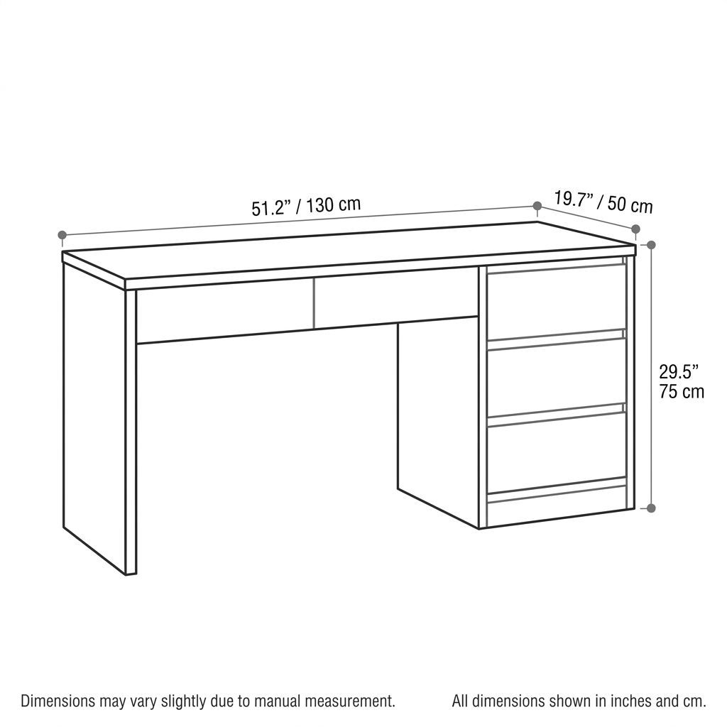BrandName 51"W Computer Desk with Drawers, Reversible Storage Cabinet Design, Walnut & Cream Finish