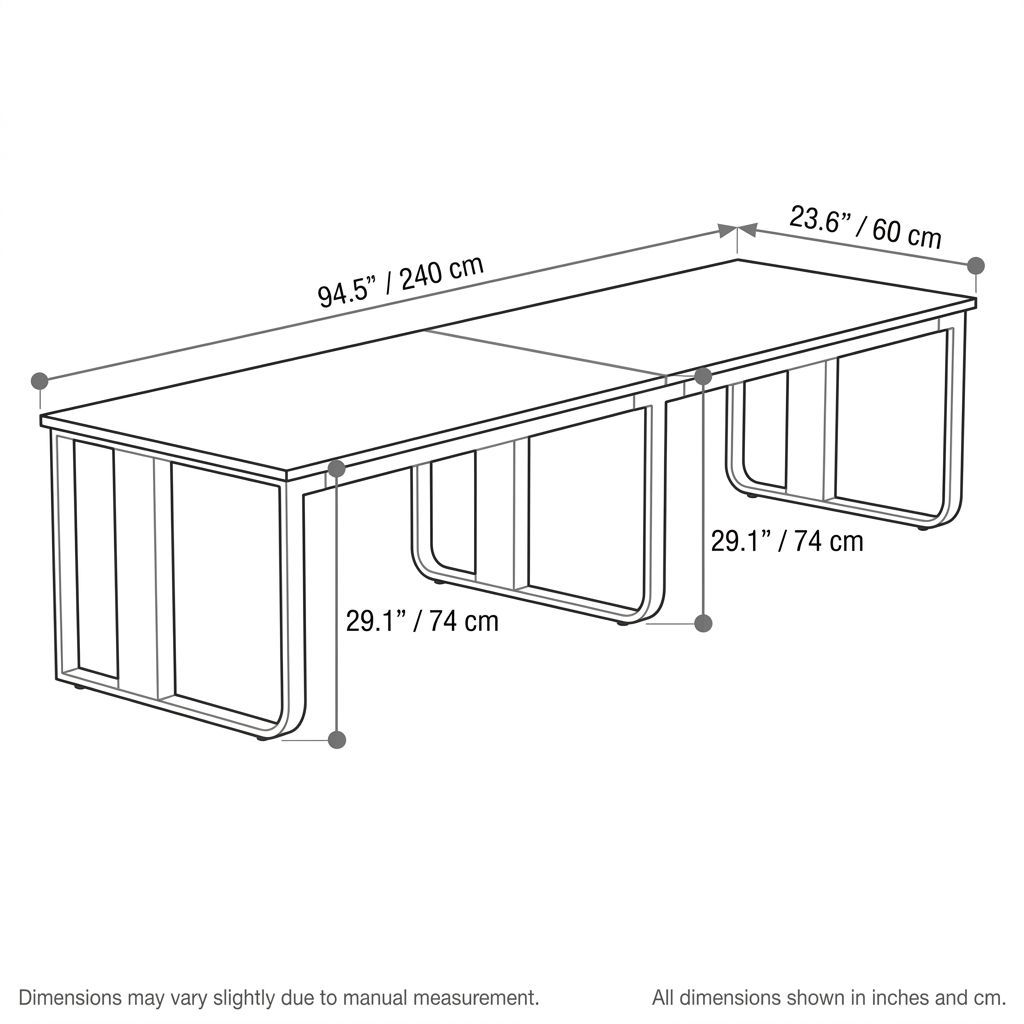 BrandName 94"W Two Person Office Desk with Wood Top, Double Computer Desk with Cable Management, 24"D