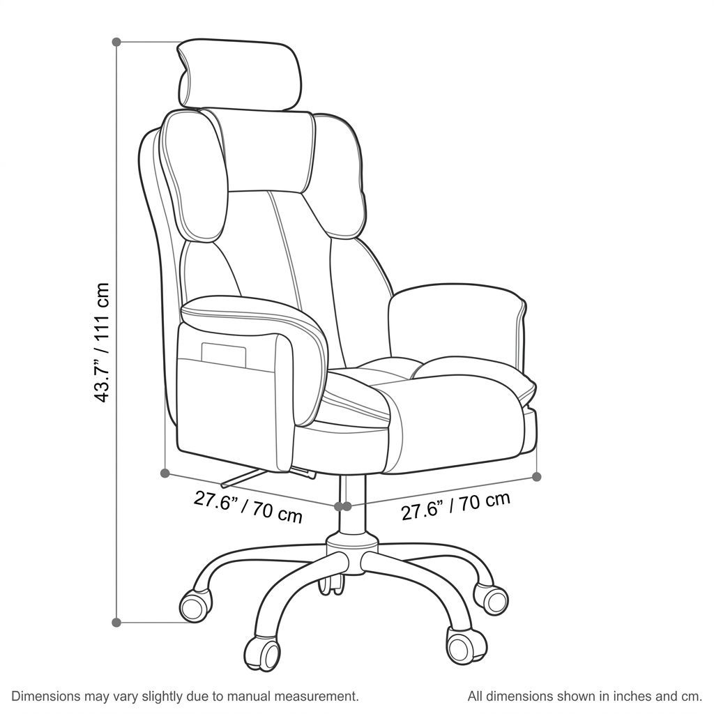 BrandName Executive Office Chair with Footrest, High Back Dark Gray Tech Cloth Computer Desk Chair, Adjustable Headrest Padded Rolling Seating