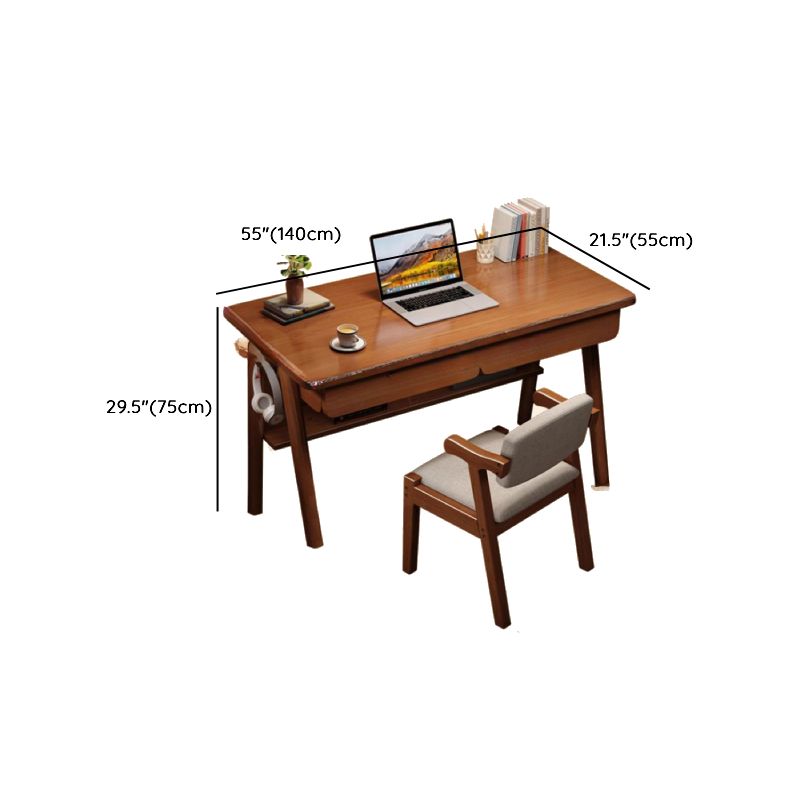 BrandName 55.1"L x 21.7"W Cocoa Office Desk and Chair Set with Drawers, Rectangular Computer Desk with Upholstered Chair