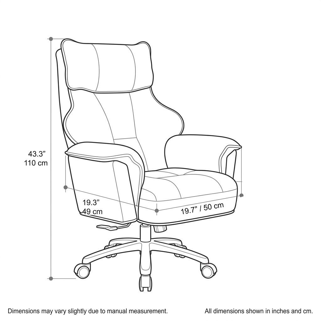 BrandName Light Gray Faux Leather Executive Chair, Adjustable Height Swivel Office Desk Chair with Padded Arms