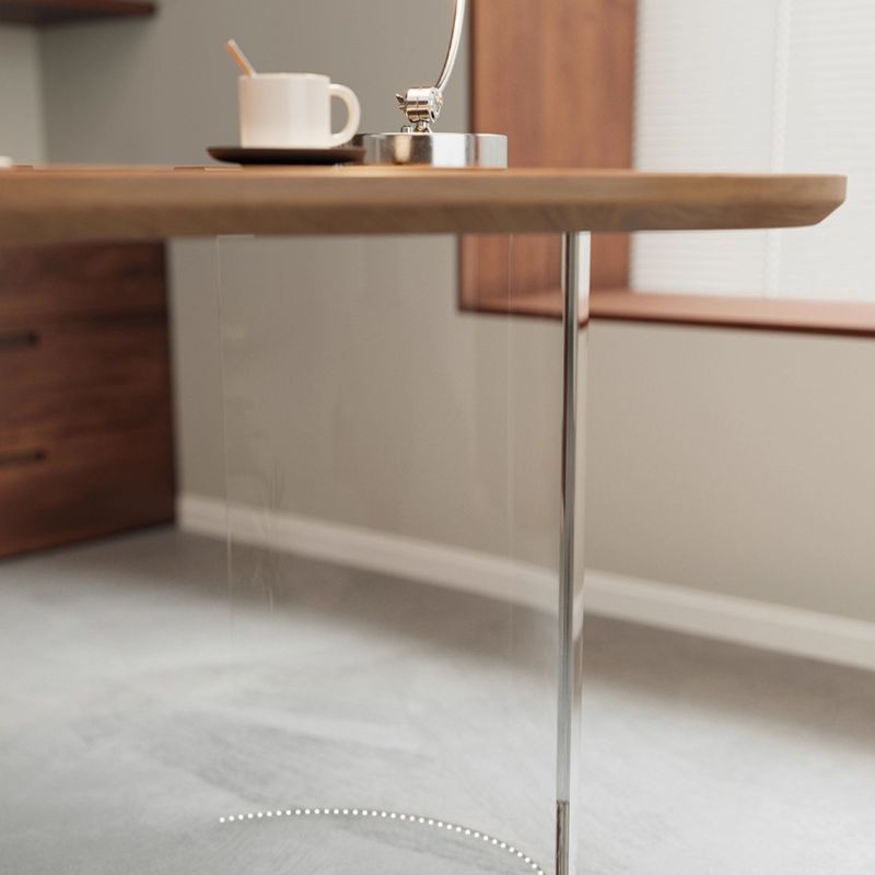 BrandName 63"L x 30.3"W Cocoa Timber Office Desk and Chair Set with Pedestal Base, Wooden Computer Desk with Upholstered Chair