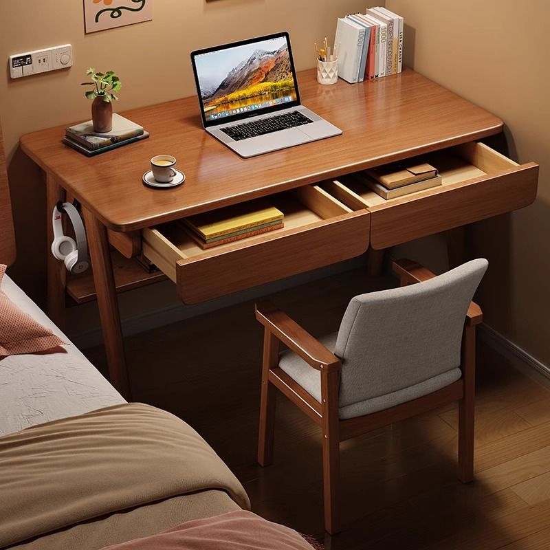 BrandName 55.1"L x 21.7"W Cocoa Office Desk and Chair Set with Drawers, Rectangular Computer Desk with Upholstered Chair