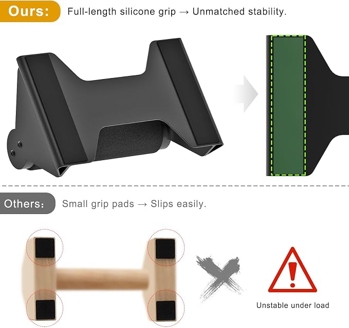 Heavy-Duty Steel Push-Up Bars with Non-Slip Foam Handles (Pair) - Matt Black