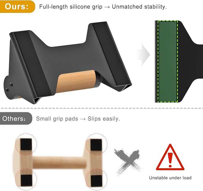Ergonomic Incline Push-Up Stands with Cushioned Foam Grips (Pair) - Black & Grey