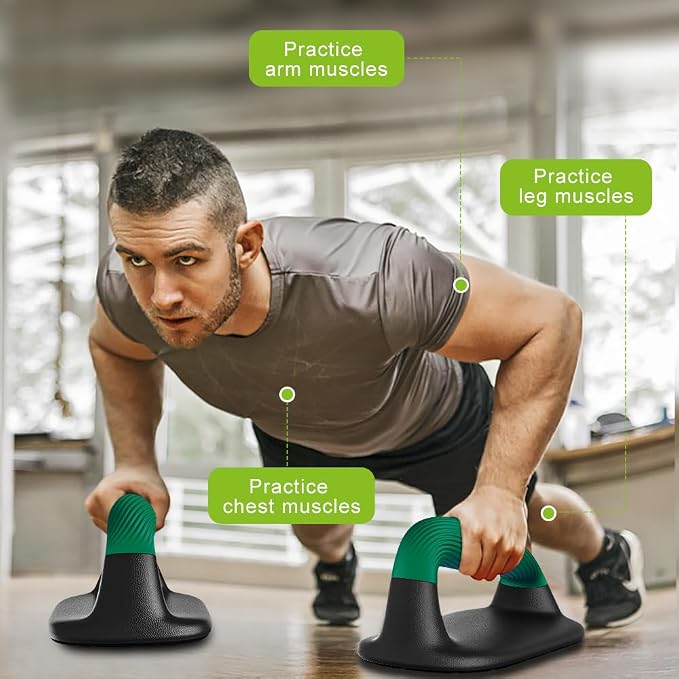 Portable Compact Push-Up Grips for Home Workouts (Pair) - White & Mint