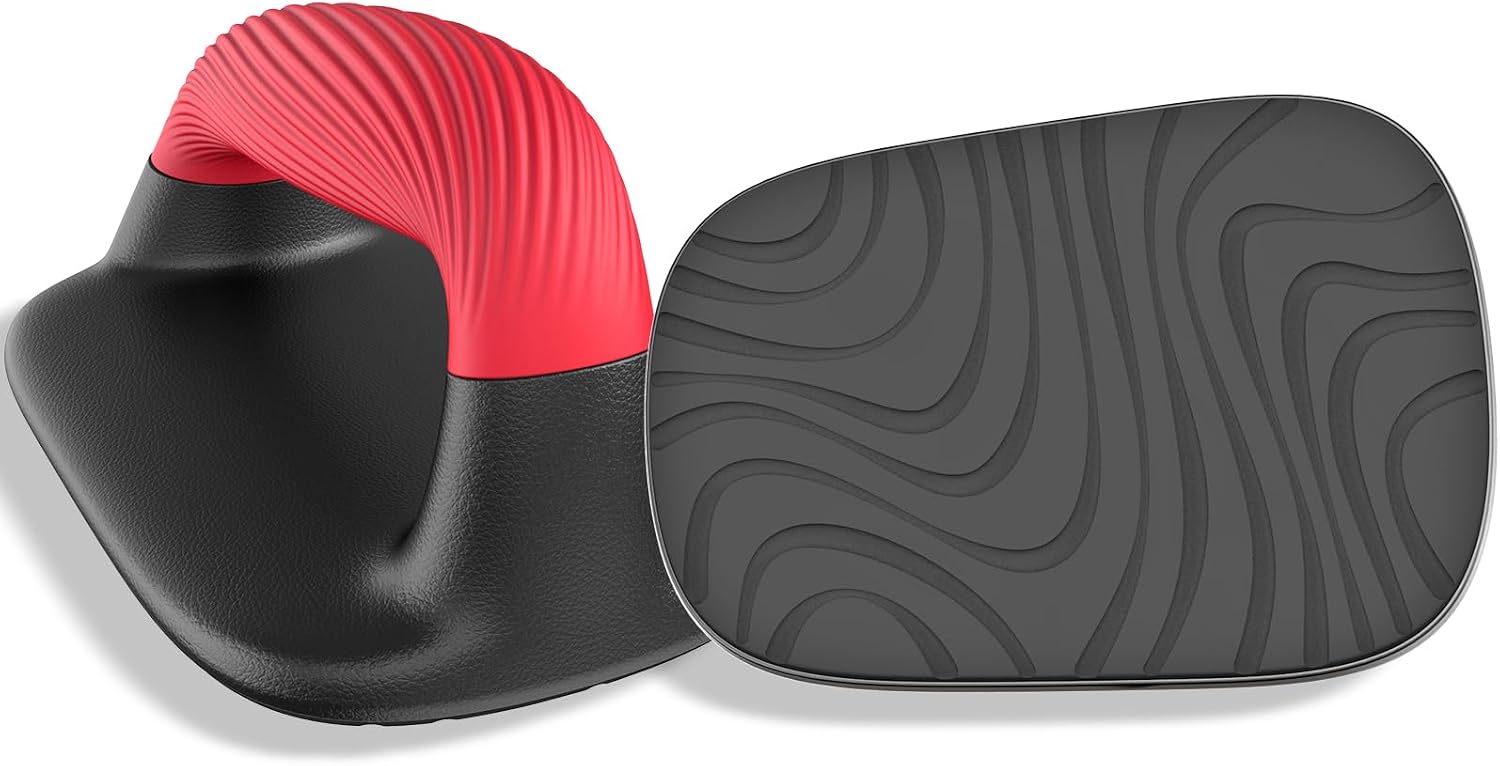 Compact Ergonomic Push-Up Handles with Soft Cushion Grip (Pair) - Red & Black