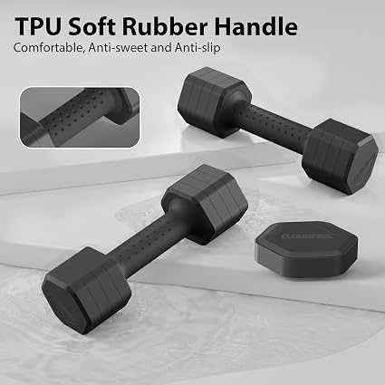 4-in-1 Soft-Grip Adjustable Free Weights Dumbbell Set (Pair, 5kg Total)