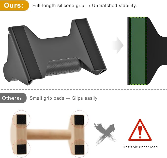 Professional Heavy-Duty Push-Up Stands with Wide Anti-Slip Base (Pair) - Black