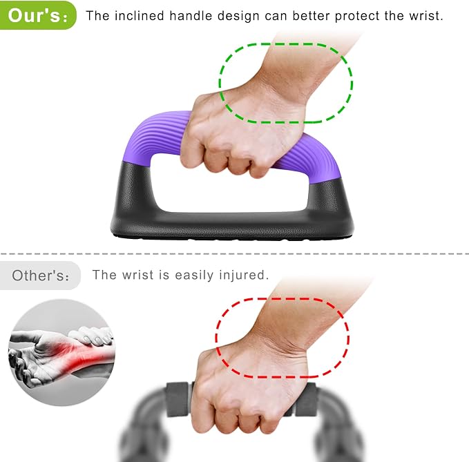 Portable Non-Slip Push-Up Stands for Upper Body Training (Pair) - Purple