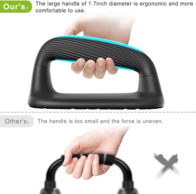 Stable Wide-Base Push-Up Floor Stands with Ergonomic Grips (Pair) - Black