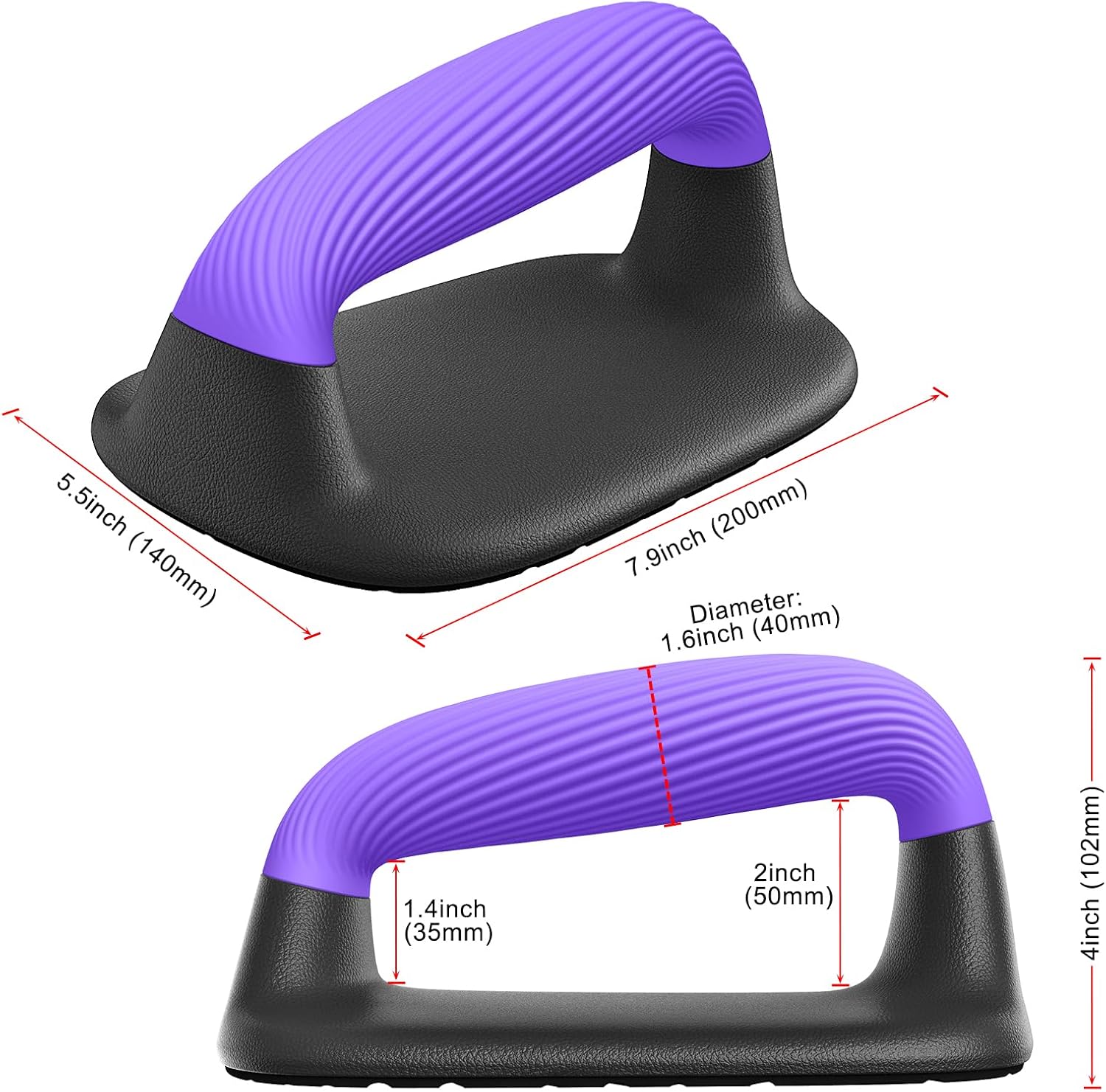 Portable Non-Slip Push-Up Stands for Upper Body Training (Pair) - Purple