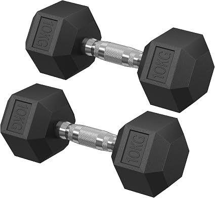 Heavy-Duty Hex Rubber Dumbbells for Home & Commercial Gym Workout