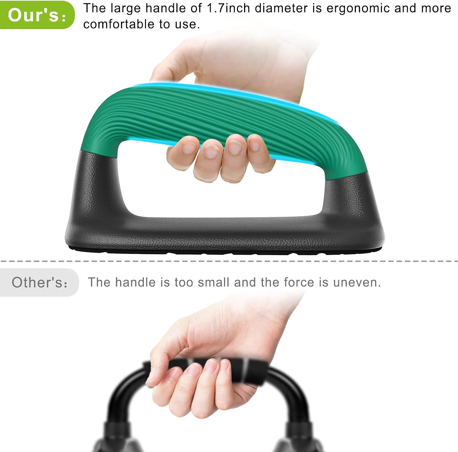 Portable Compact Push-Up Grips for Home Workouts (Pair) - White & Mint