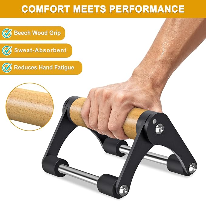 Premium Wooden Calisthenics Parallettes Push-Up Bars with Steel Base (Pair)