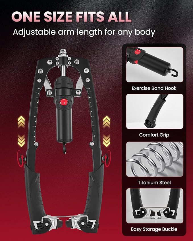 Adjustable Hydraulic Power Twister Arm Trainer with Ab Roller (10-200kg) - Matt Black