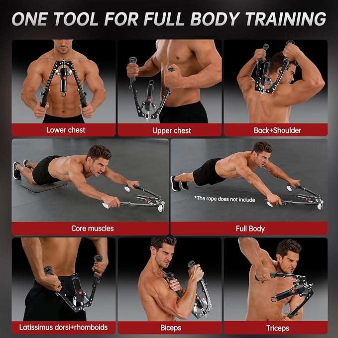 3-in-1 Hydraulic Power Chest Expander & Arm Trainer Set (10-200kg)
