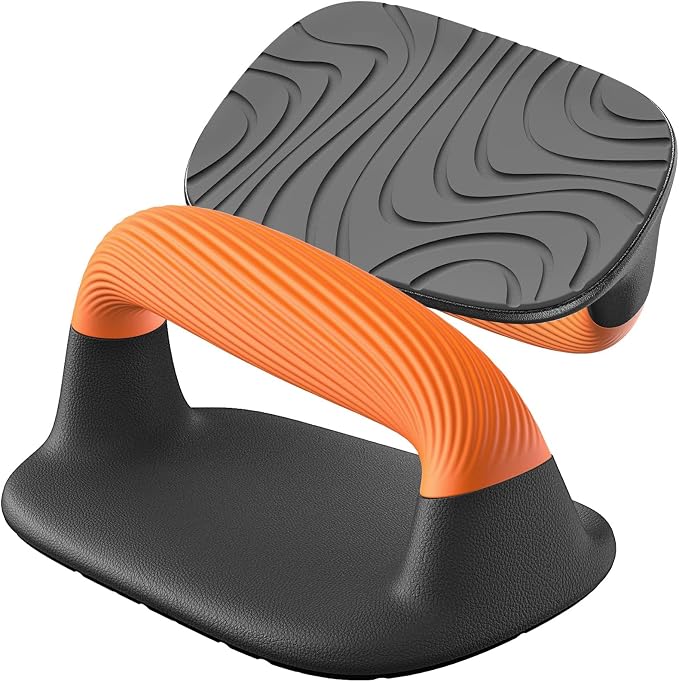 Ergonomic Push-Up Bars with Wide Non-Slip Base (Pair) - Orange & Black