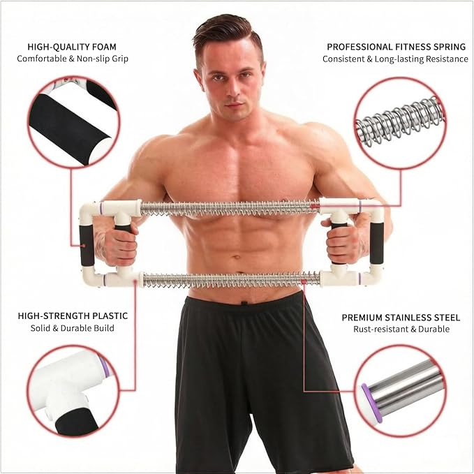 Upper Body Compression Spring Push-Down Bar for Chest & Arm Training