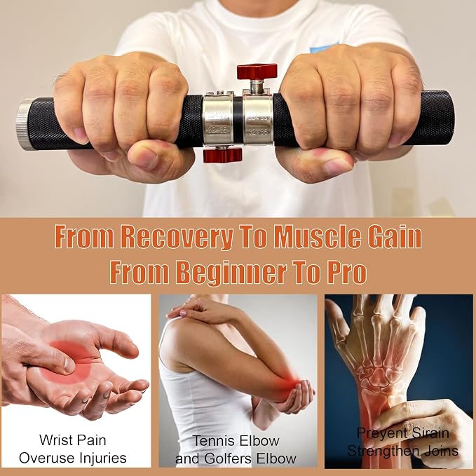 Adjustable Resistance Wrist & Forearm Roller Trainer with Non-Slip Grip