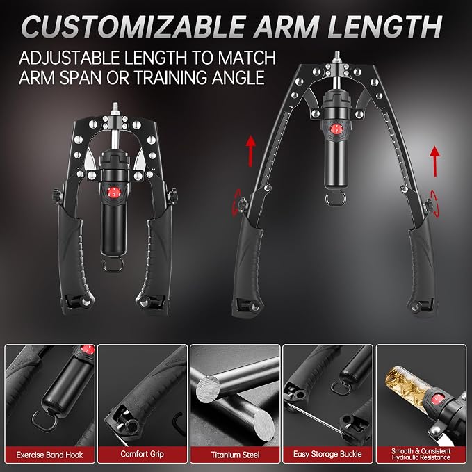 3-in-1 Hydraulic Power Chest Expander & Arm Trainer Set (10-200kg)