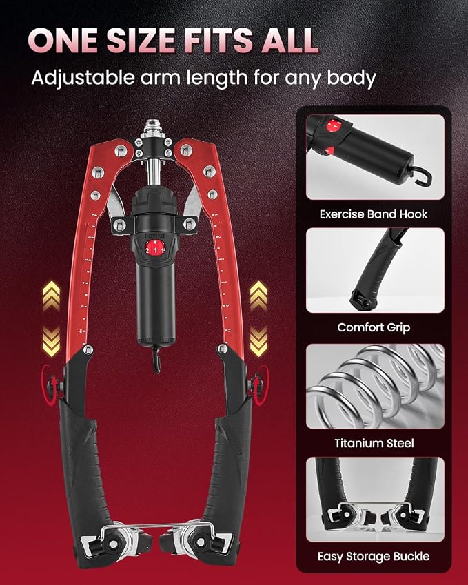 Adjustable Hydraulic Power Twister Arm Trainer with Ab Roller (10-200kg) - Red