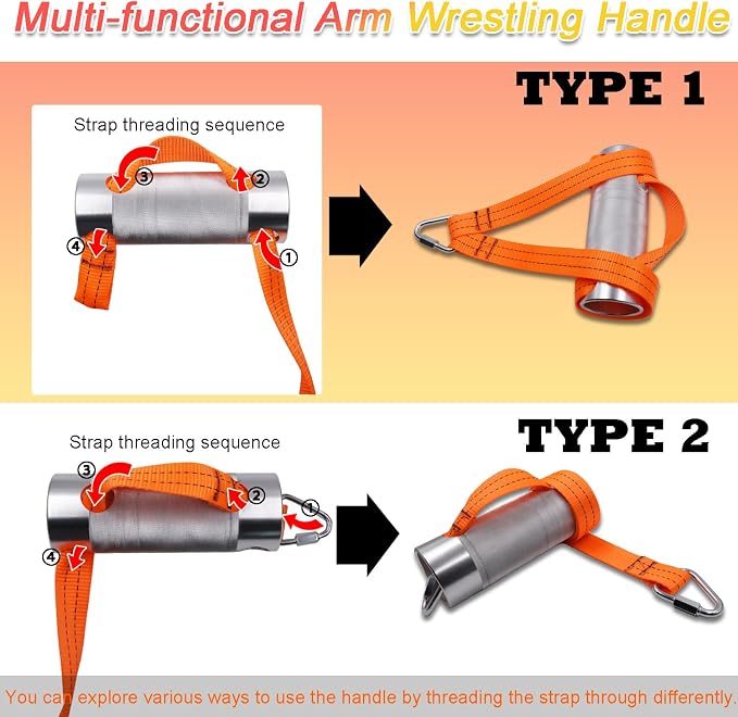 Arm Wrestling Rolling Grip Handle for Forearm Workout (7.5cm Thick) - Orange