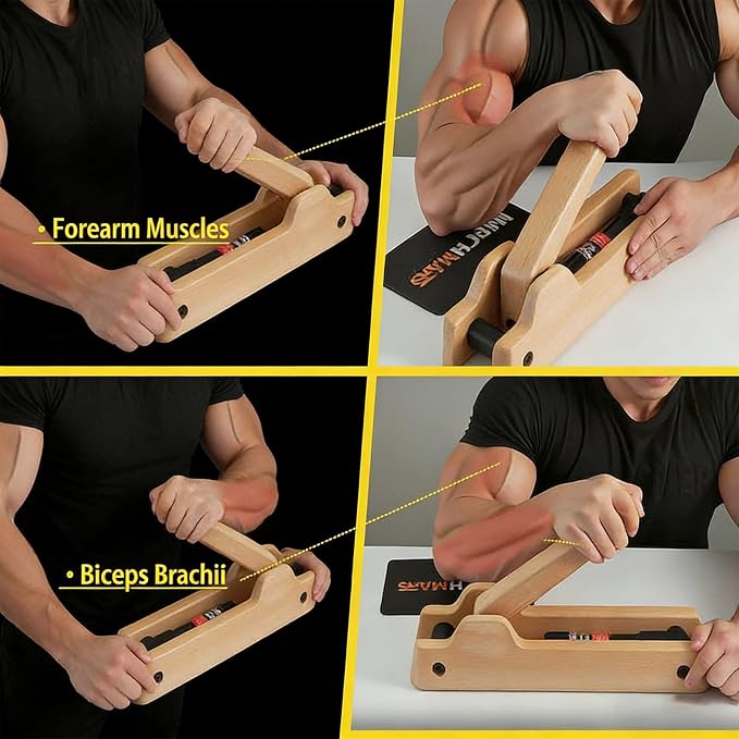 Premium Solid Wood Wrist & Forearm Strength Trainer with Hydraulic Resistance