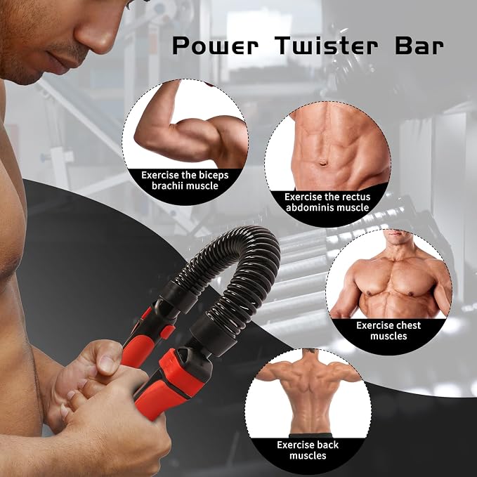 Adjustable Dual-Spring Power Twister Bar for Upper Body Workout (30-50kg)