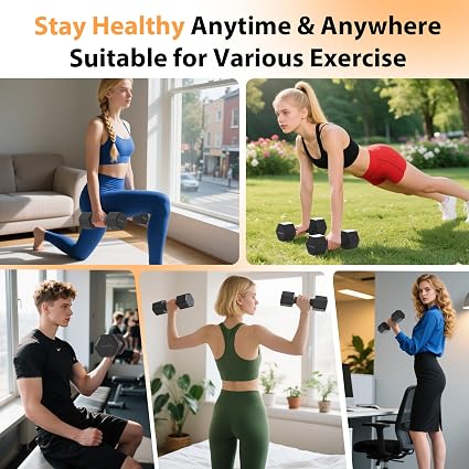 4-in-1 Soft-Grip Adjustable Free Weights Dumbbell Set (Pair, 5kg Total)