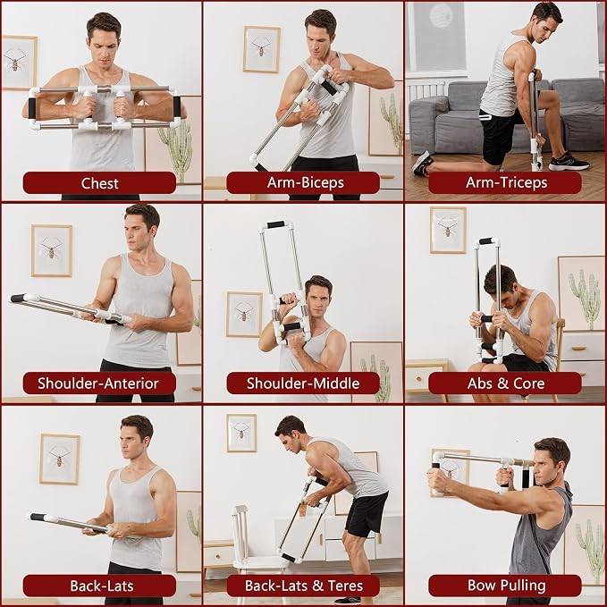 Upper Body Compression Spring Push-Down Bar for Chest & Arm Training