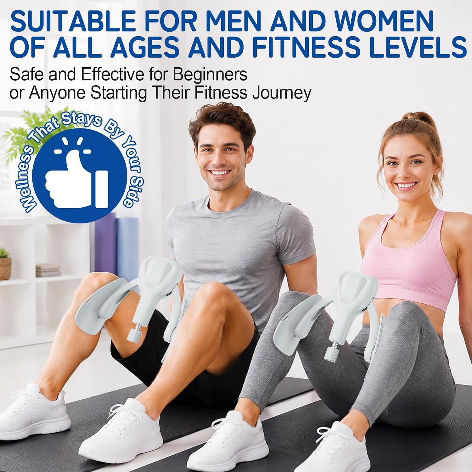 Adjustable Pelvic Floor Muscle Trainer & Thigh Toner with Resistance Band (35kg) - Slate Grey