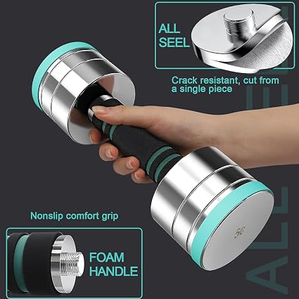 Fast-Adjusting Steel Dumbbell Pair with Comfort Foam Grips