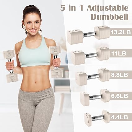 Adjustable Weight Dumbbell Set with Ergonomic Grip (Pair, Up to 10kg)