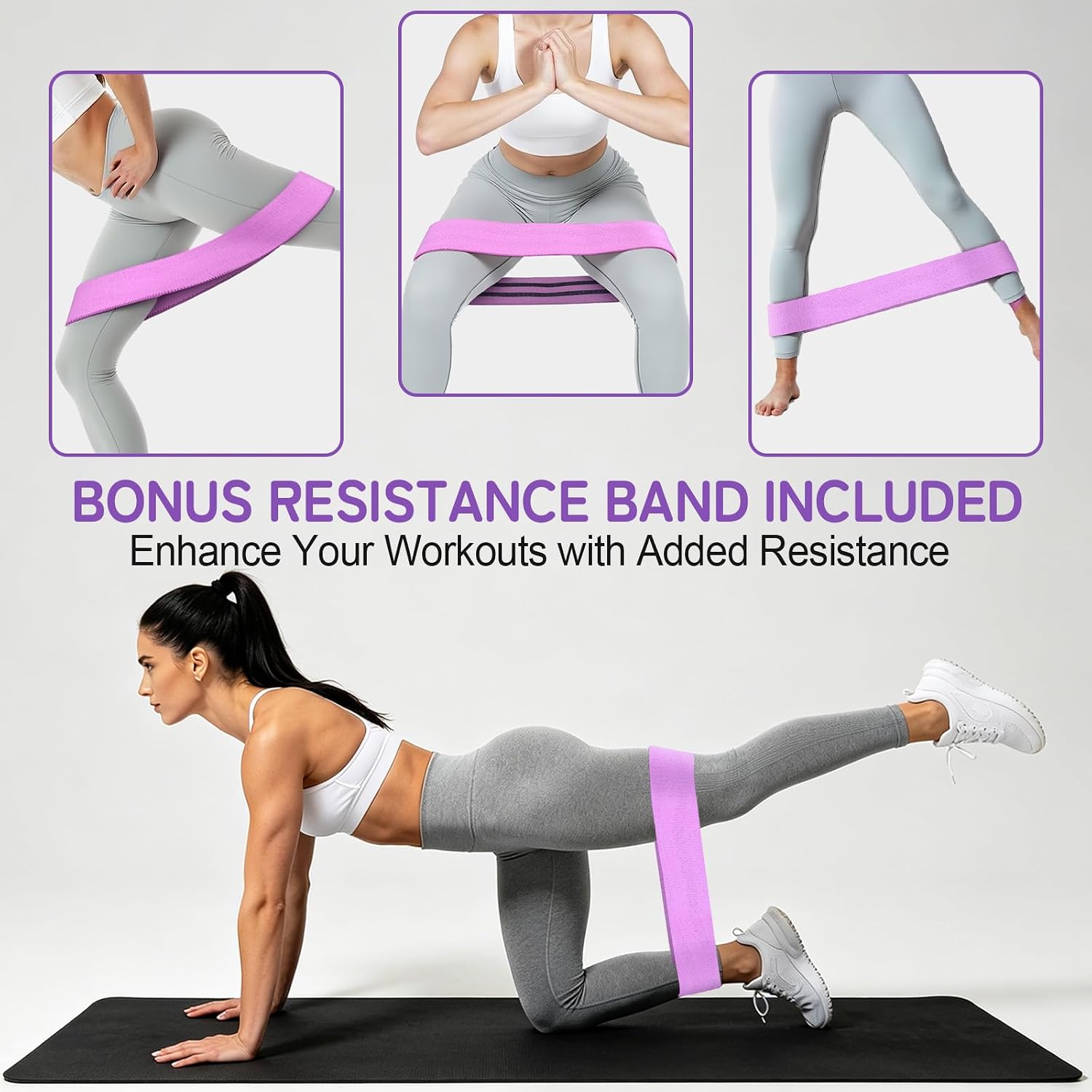 Adjustable Pelvic Floor Muscle Trainer & Thigh Toner with Resistance Band (35kg) - Lilac Purple