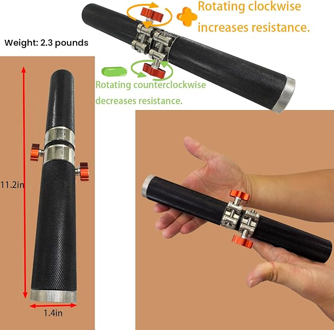 Adjustable Resistance Wrist & Forearm Roller Trainer with Non-Slip Grip