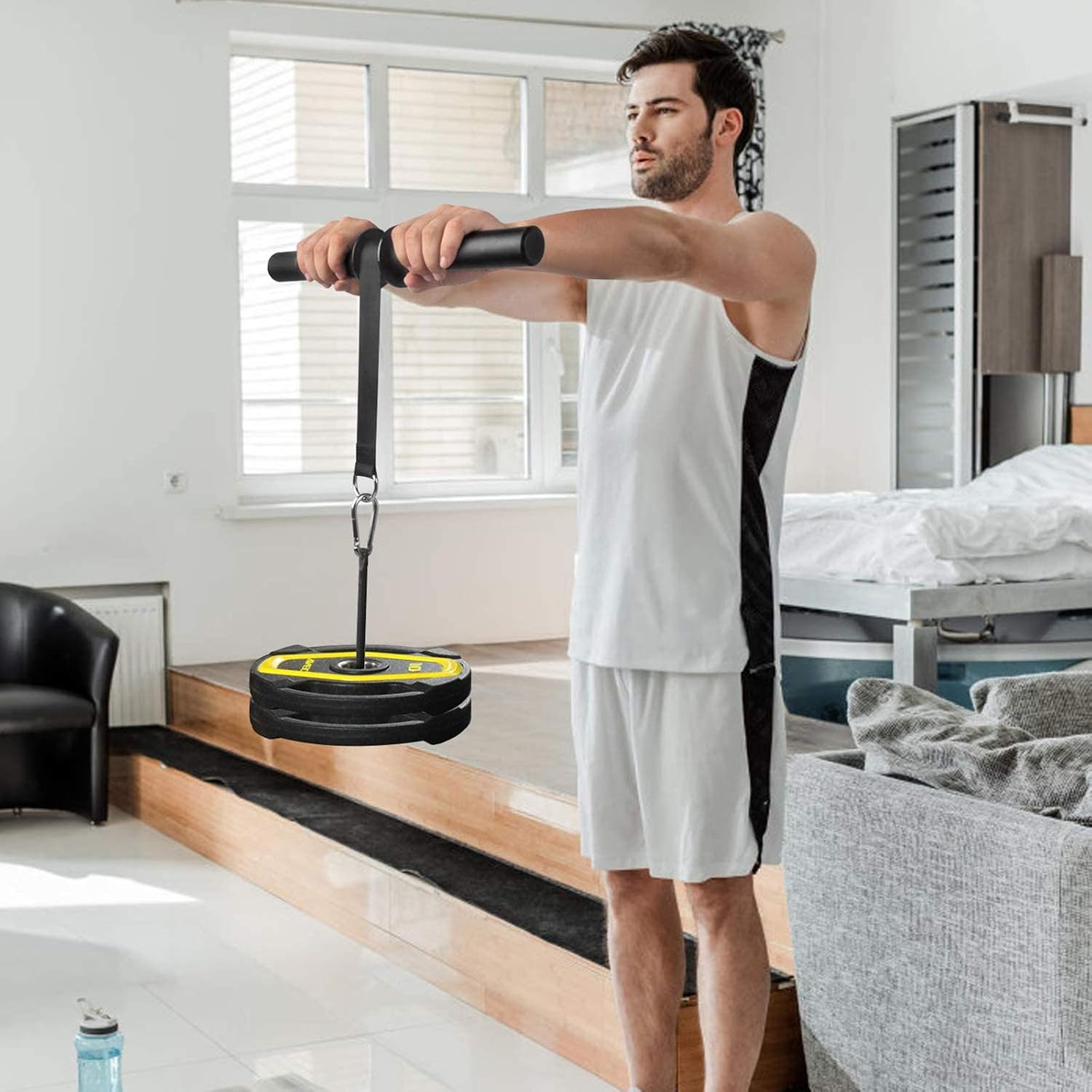 Heavy-Duty Steel Wrist & Forearm Roller Blaster for Weight Training