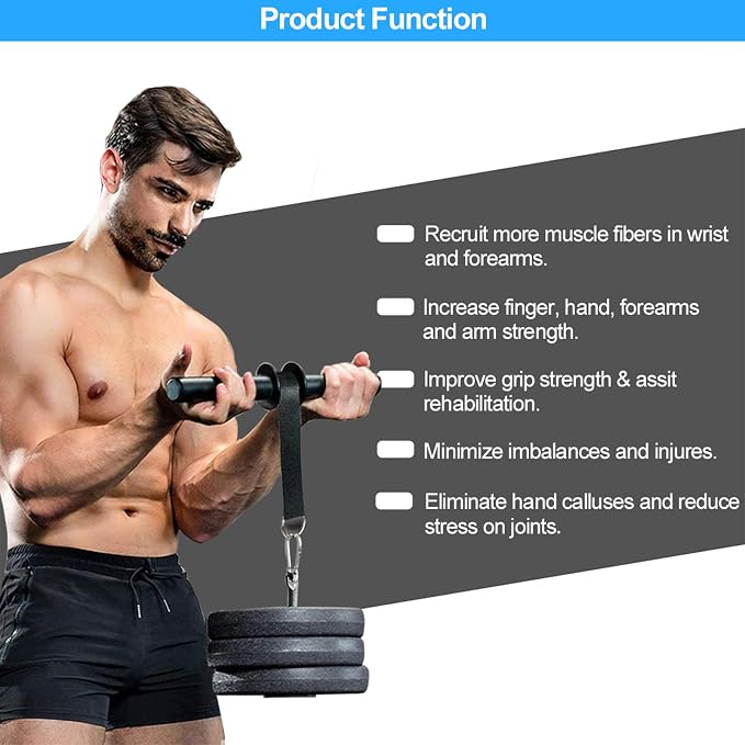 Heavy-Duty Steel Wrist & Forearm Roller Blaster for Weight Training