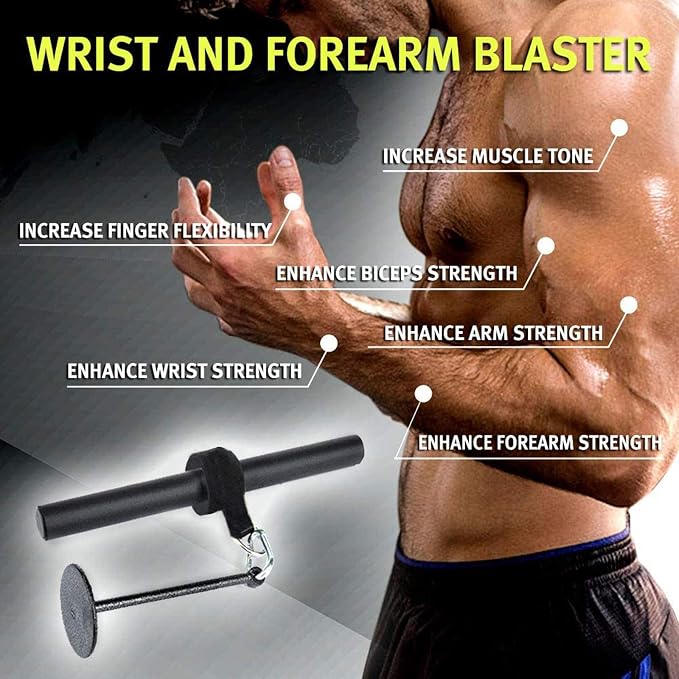 Heavy-Duty Steel Wrist & Forearm Roller Blaster for Weight Training