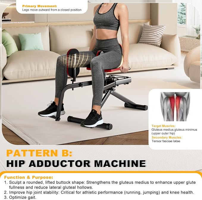 8-Level Adjustable Hip Abductor & Inner Thigh Training Machine for Home Gym