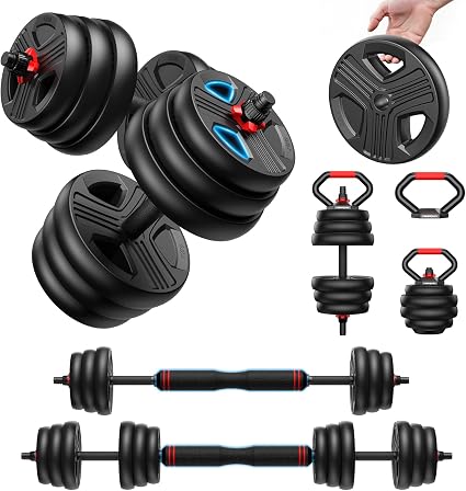 5-in-1 Multi-Purpose Adjustable Dumbbell, Barbell & Kettlebell Workout Set