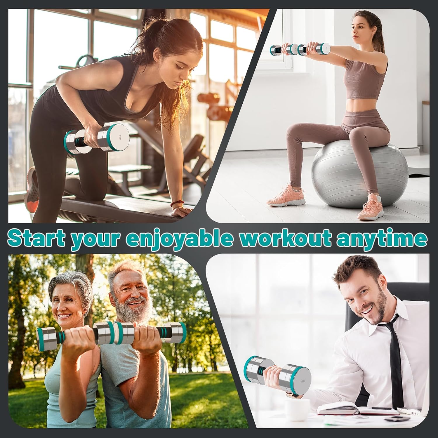 Fast-Adjusting Steel Dumbbell Pair with Comfort Foam Grips