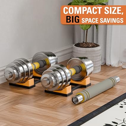 2-in-1 Solid Steel Adjustable Dumbbell & Barbell Weight Set - Chrome Finish
