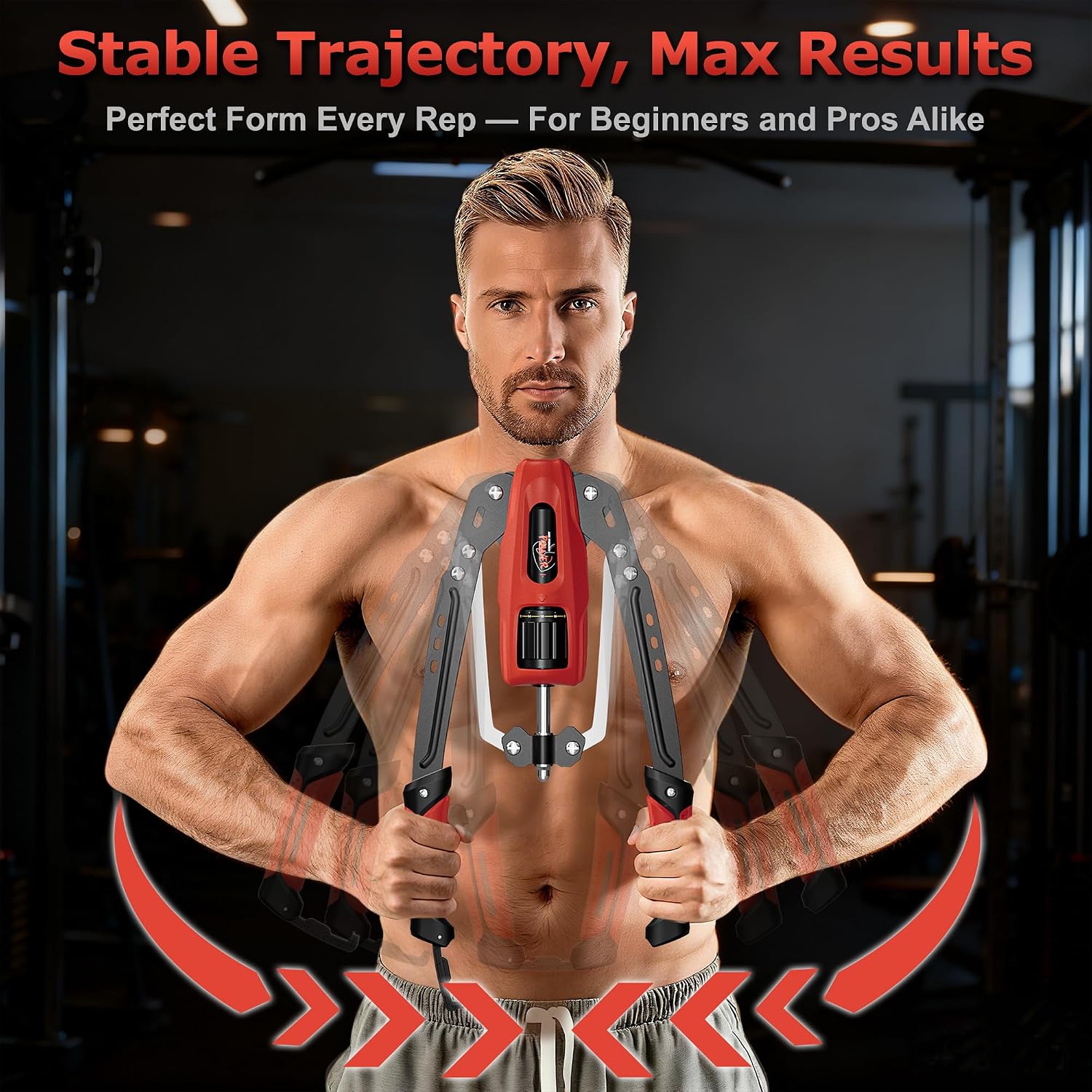 10-Level Adjustable Hydraulic Arm Trainer with Safety Cylinder (10-200kg) - Red