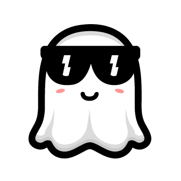Ghost wearing sunglasses character tattoo design