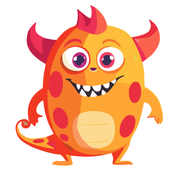 Orange horned monster character tattoo design