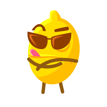 Lemon wearing sunglasses character tattoo design